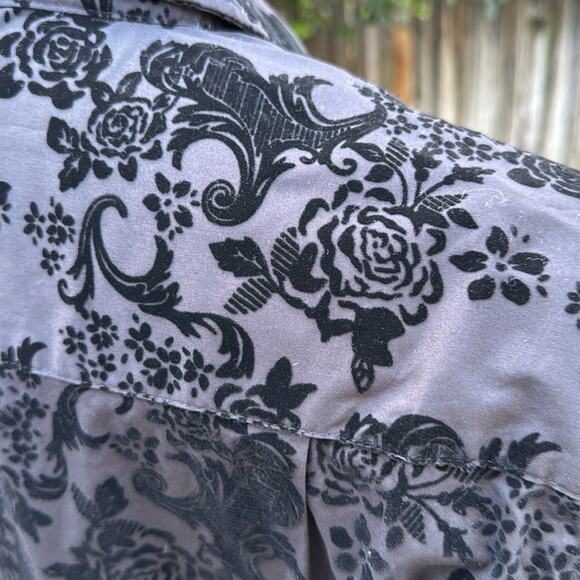 NWT Beverly Hills Polo Club Men’s Black Jacquard Button Front Shirt L New - Picture 6 of 11